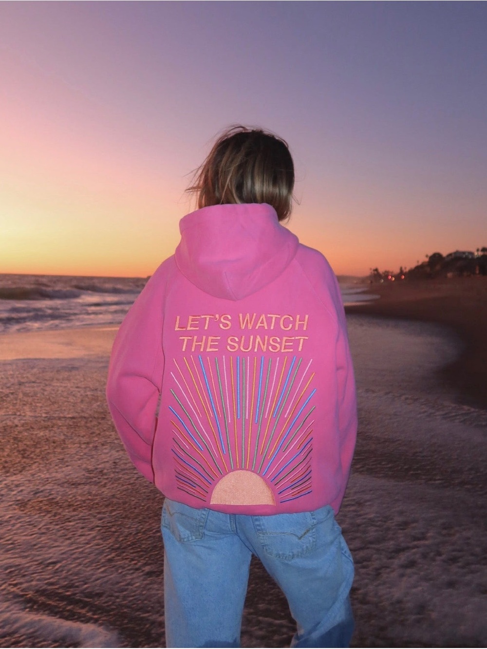Dandy "Let's Watch the Sunset" Oversized Lux Hoodie in Vintage Washed Pink